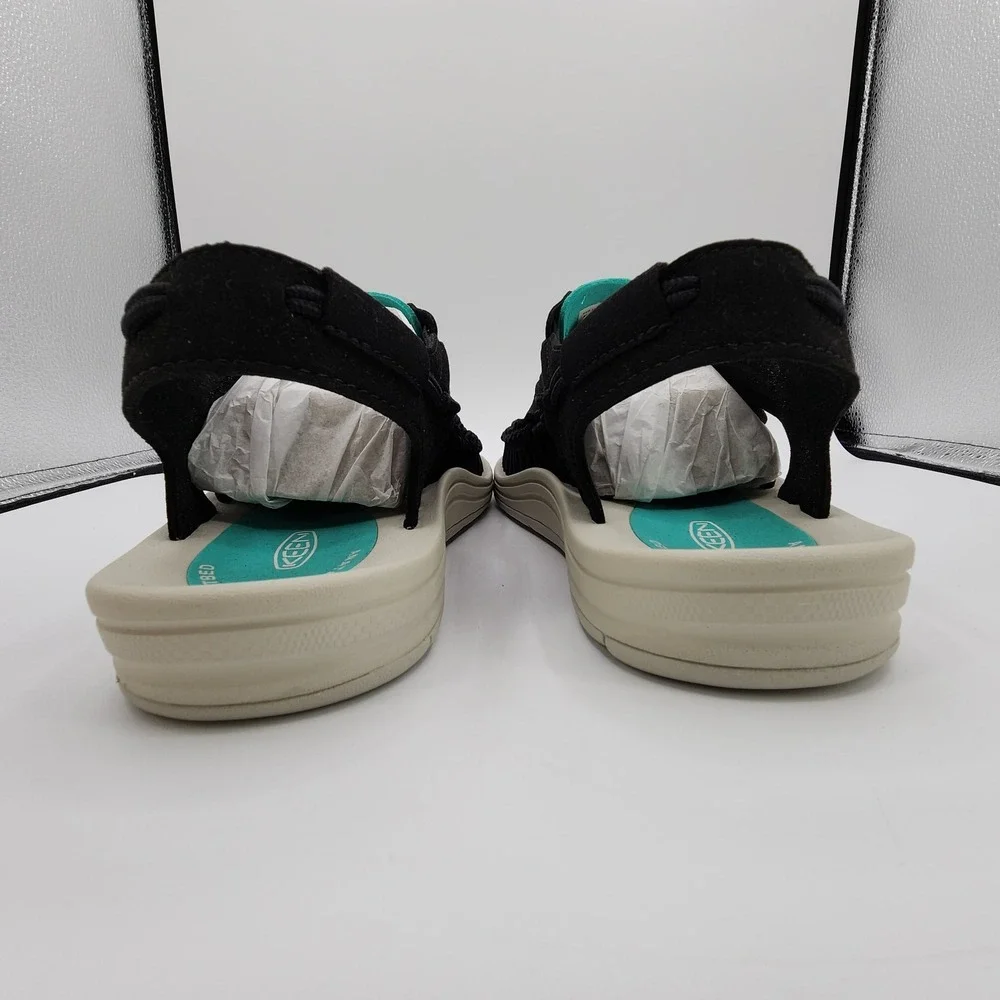 Keen Uneek Sport Fisherman Sandals Mens Size 11 Black Bright Aqua Boat Shoes NEW